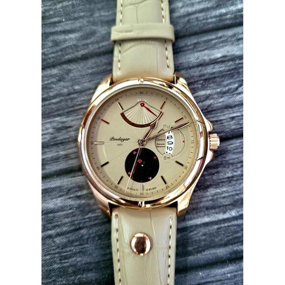 Poedagar 1853 Genius 28 Jewel Rose Gold Mens Dress Watch